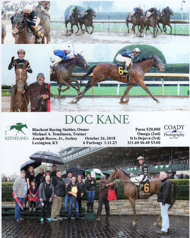 Winner's circle photo: Doc Kane, Keeneland, October 26, 2018