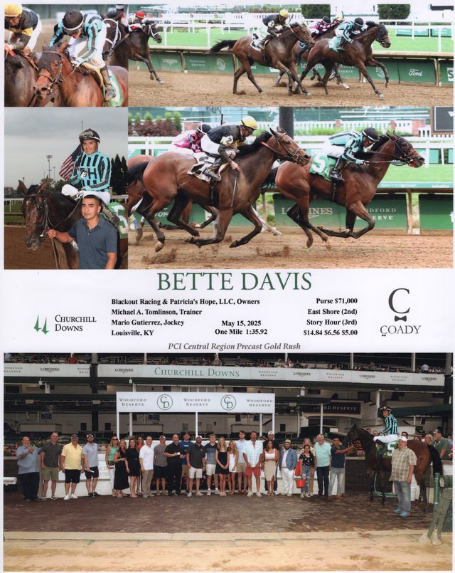 Winner's circle photo: Bette Davis, Churchill Downs, May 15, 2025