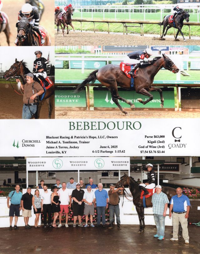 Winner's circle photo: Bebedouro, Churchill Downs, June 6, 2025